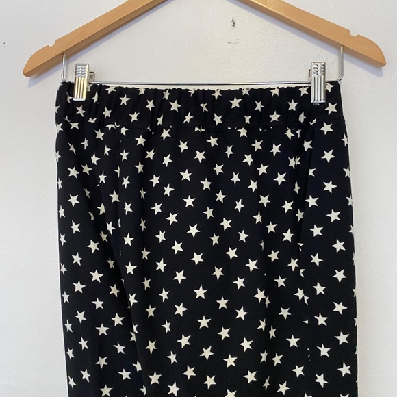 J.Crew Tie Waist Star Pattern Black Tapered Leg Pants Size 0 - Picture 3 of 4